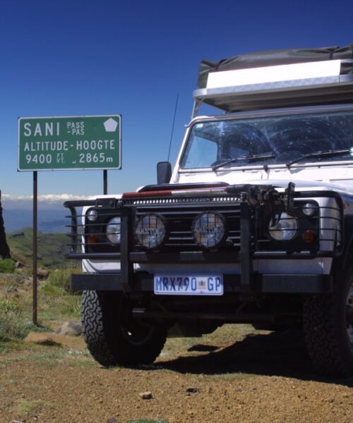 Daph at the Top of Sani Pass